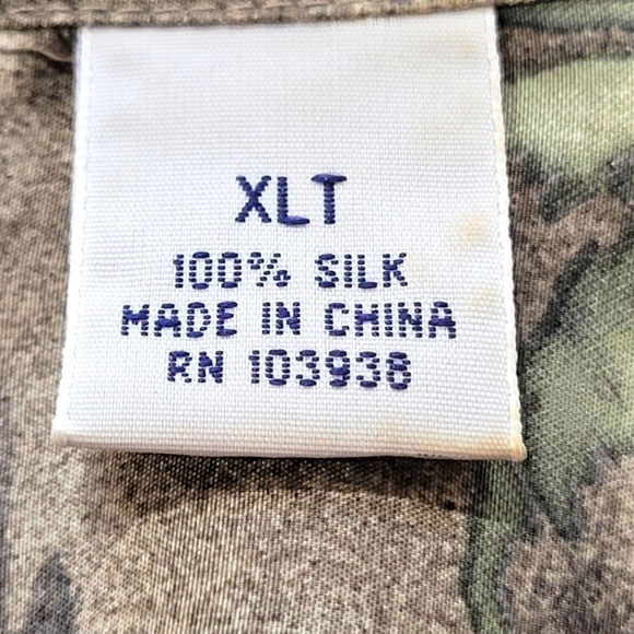 XLT 100% Silk Tropical Hawaiian Short Sleeve Button Down Dress Shirt Vacation - Picture 7 of 8